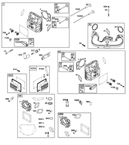 Cylinder Head Group Diagram and Parts List for 40N877-0046-B5  Briggs and Stratton Engine